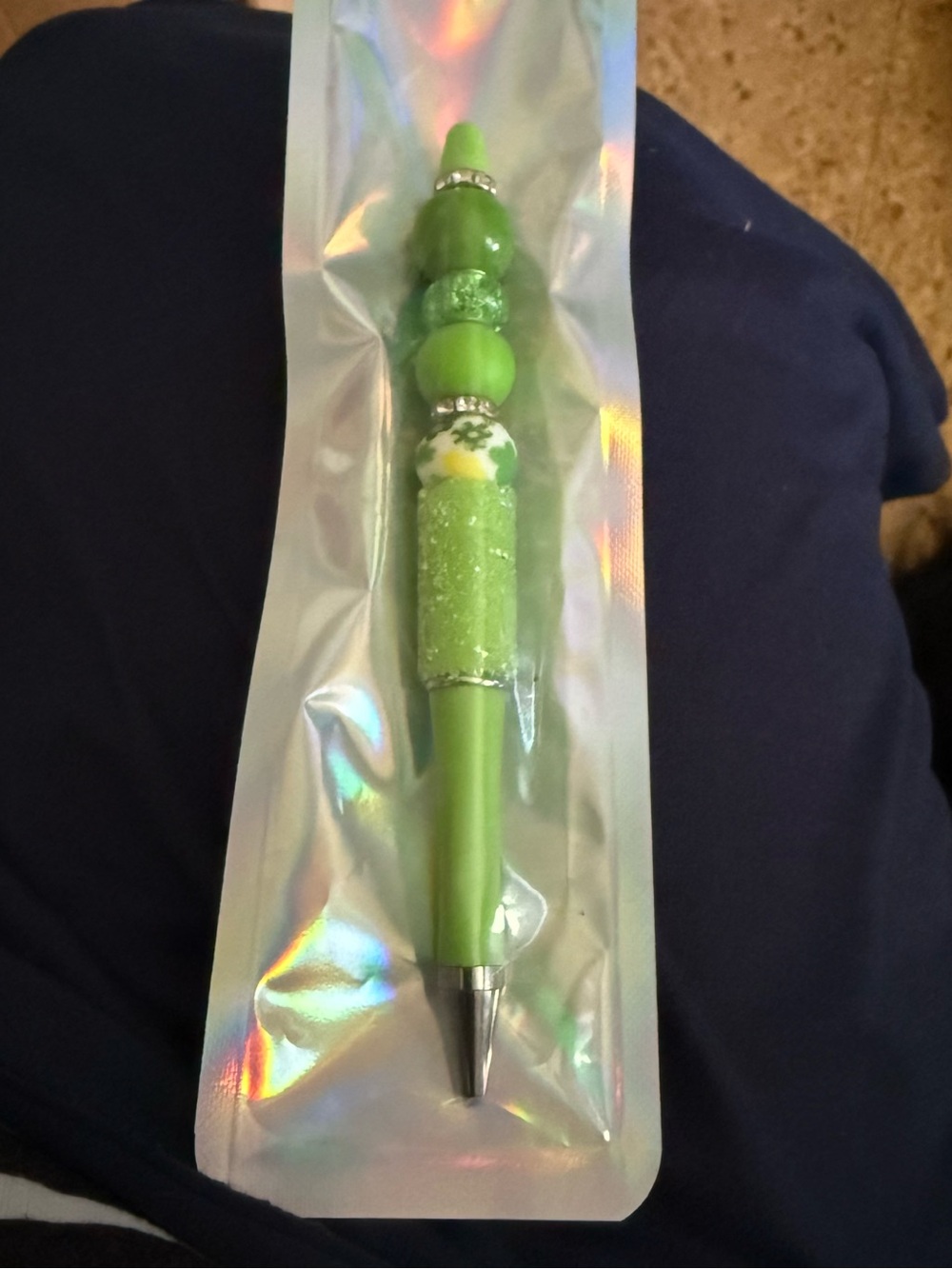 Green Beaded Decorative Ballpoint Pen